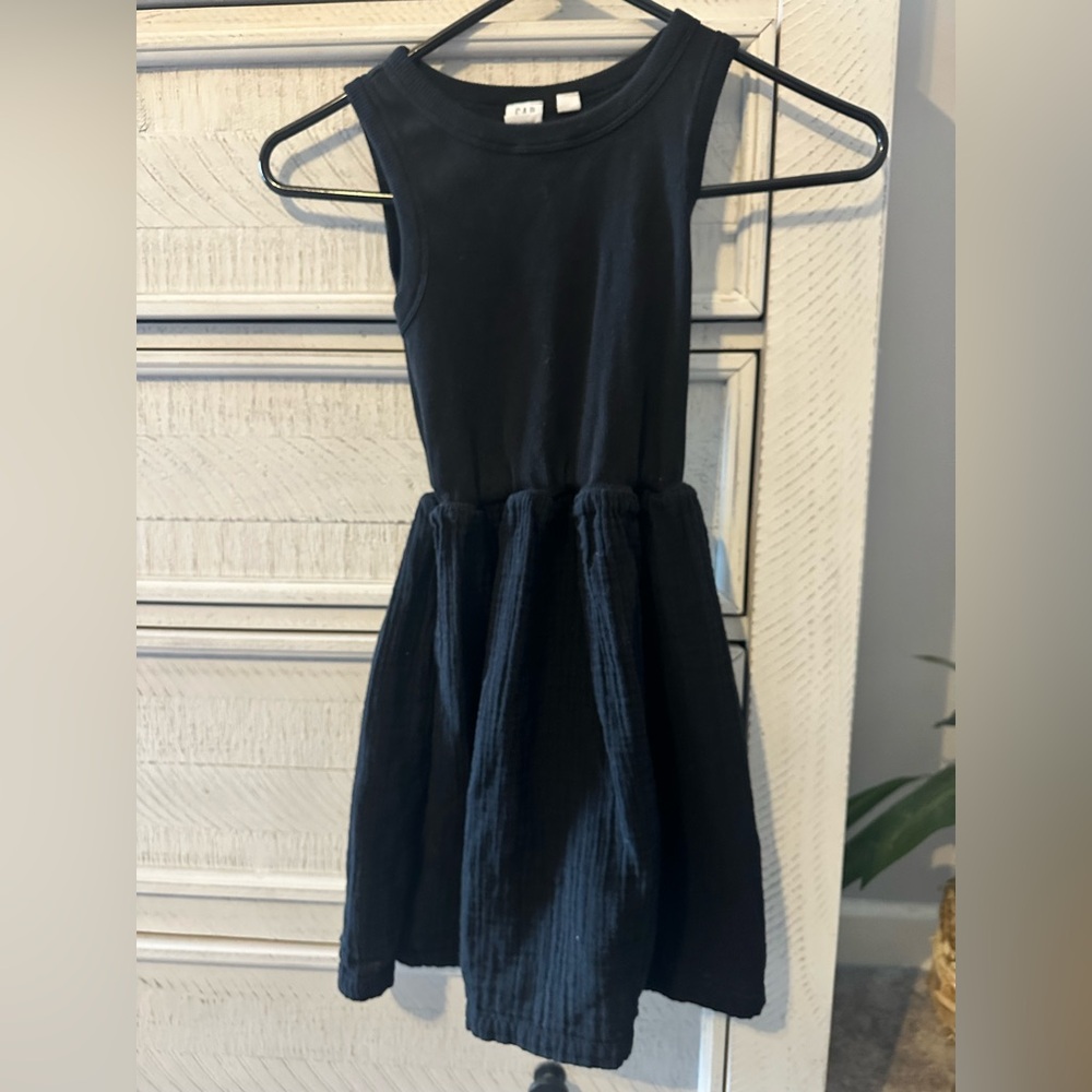 GAP Kids Black Ribbed Mixed Media Dress